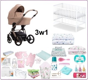 Mega Wyprawka z wózkiem Bebetto Monti 3w1